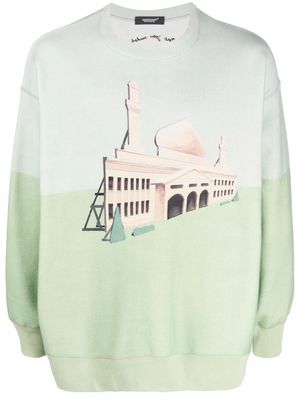 UNDERCOVER building-print sweatshirt - Green