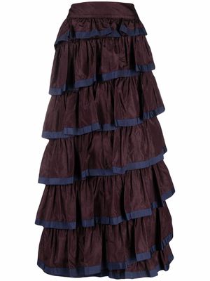 Chanel Pre-Owned 2006 layered ruffled long skirt - Brown