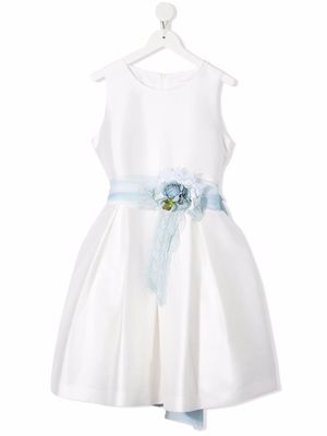 Mimilù TEEN floral-appliqué sleeveless dress - White