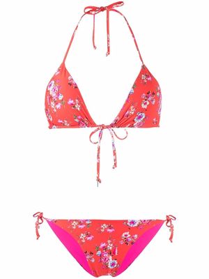 Fisico floral-print halterneck bikini - Orange