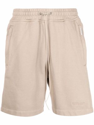 Represent embroidered-logo drawstring track shorts - Brown