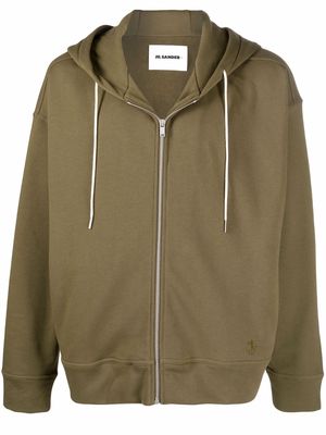 Jil Sander zip-up cotton hoodie - Green