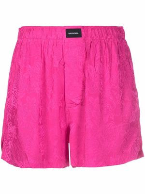 Balenciaga logo-patch high-waisted shorts - Pink