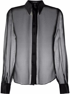 Styland sheer long-sleeve shirt - Black