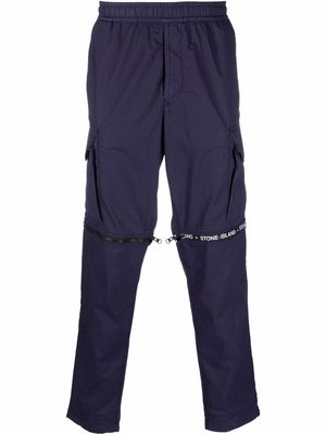 Stone Island logo-print zip-vent trousers - Blue