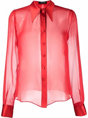 Styland semi-sheer buttoned shirt - Red