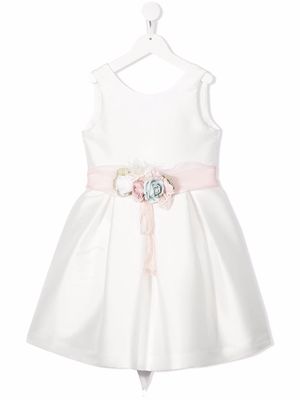Mimilù floral-appliqué sleeveless dress - White