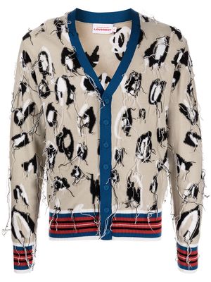 Charles Jeffrey Loverboy distressed abstract-print cardigan - Neutrals