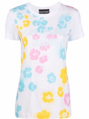 Boutique Moschino abstract-print logo-print T-shirt - White