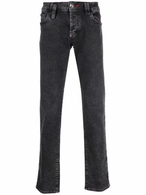 Philipp Plein stud-trimmed straight-cut jeans - Grey