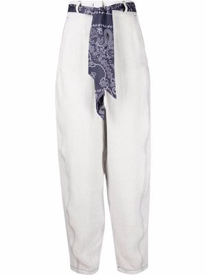 Emporio Armani bandana-belted high-rise trousers - Grey