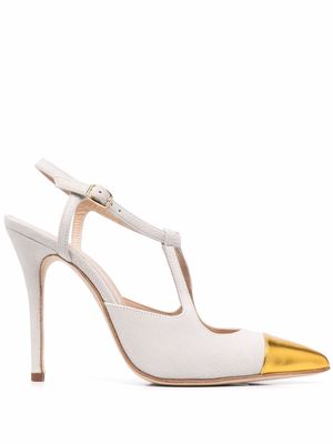 Alessandra Rich contrast-toe leather pumps - White