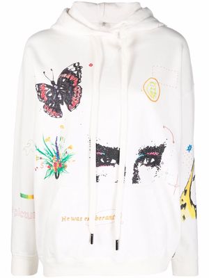 R13 Sketch oversized graphic-print hoodie - White