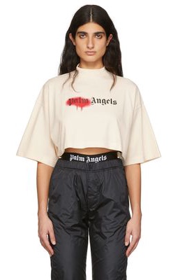 Palm Angels Beige Cotton T-Shirt