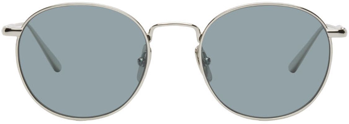 Chimi Silver & Blue Steel Round Sunglasses
