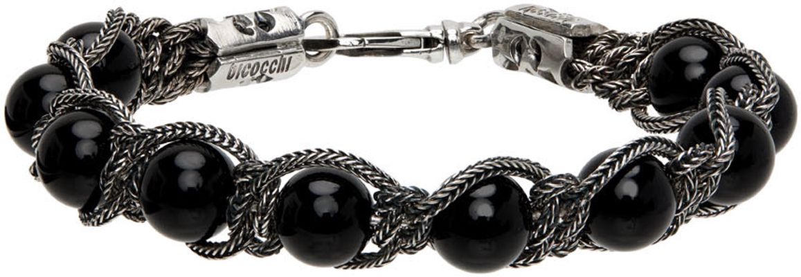 Emanuele Bicocchi Silver & Black Large Beaded Bracelet
