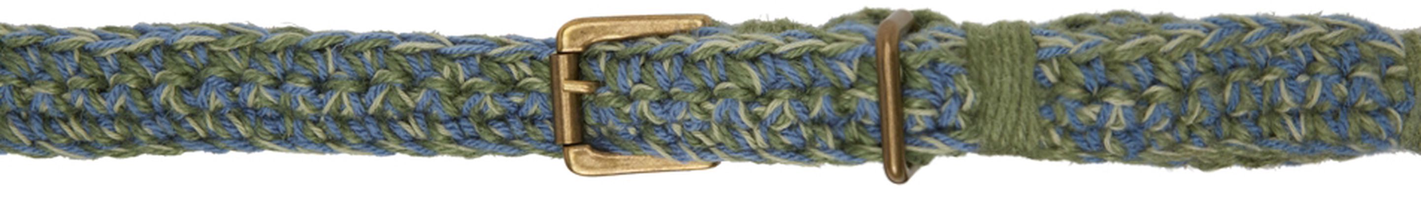 Nicholas Daley Blue & Green Crocheted Belt