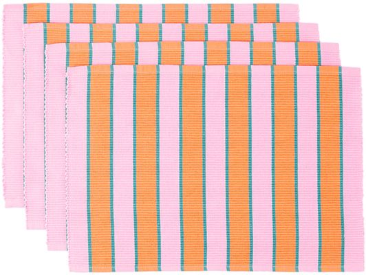 Dusen Dusen Pink & Orange Stripe Placemat Set