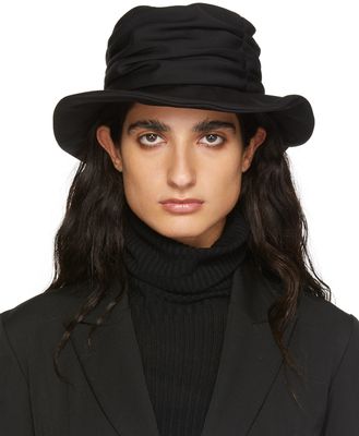 Yohji Yamamoto Black Drape Cloche Hat
