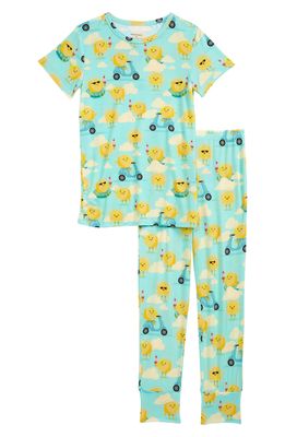 Posh Peanut Kids' Dylan Short Sleeve Fitted Two-Piece Pajamas in Light/Pastel Green