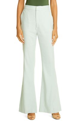 TED BAKER LONDON Catrint Linen Blend Kick Flare Trousers in Light Blue