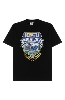 Cross Colours Women's HBCU Homecoming Drum Cotton Graphic Tee in Black