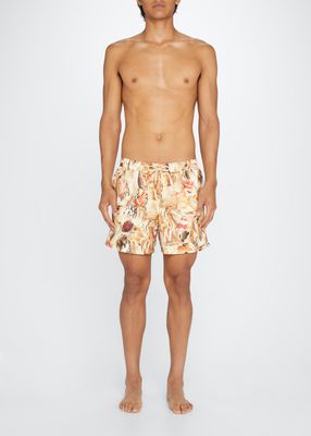 Men's Graphic Seashell Print Swimming Shorts