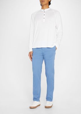 Men's Solid Cotton-Cashmere Henley T-Shirt