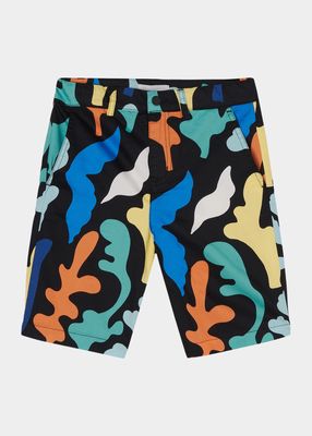 Boy's Seaweed-Print Shorts, Size 2-12