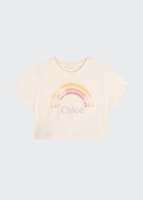 Girl's Logo Rainbow Graphic Cropped T-Shirt, Size 2-5