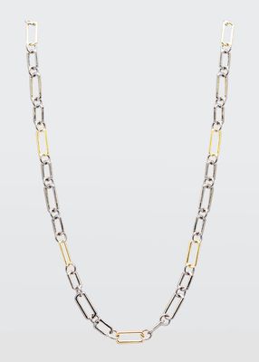 Old World Small Paperclip Necklace in Two-Tone, 18"L