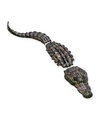 Small Three-Piece Bronze Crocodile Sculpture