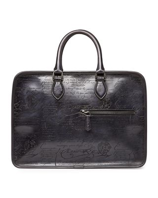 Scritto Leather Briefcase, Black