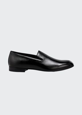 Men's Patent Pebbled Leather Formal Slip-Ons