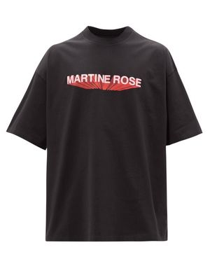 Martine Rose - Logo-print Oversized Cotton-jersey T-shirt - Mens - Black