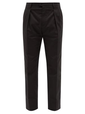 Saint Laurent - Pleated Cotton-twill Trousers - Mens - Black