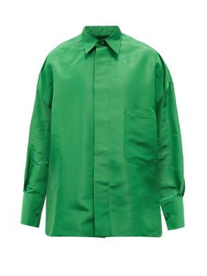 Valentino - Oversized Silk-faille Shirt - Mens - Green