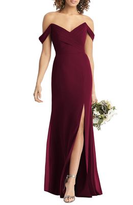 Social Bridesmaids Strapless V-Neck Chiffon Trumpet Gown in Cabernet
