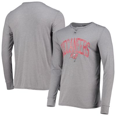 Men's Concepts Sport Gray Tampa Bay Buccaneers Takeaway Henley Long Sleeve Sleep T-Shirt