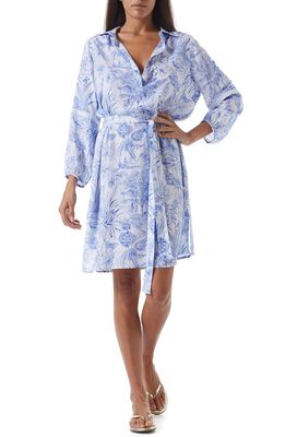 Melissa Odabash Missie Cover-Up Shirtdress in Tropical Blue