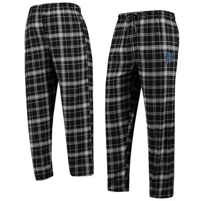 Men's Concepts Sport Black/Gray Miami Marlins Team Ultimate Plaid Flannel Pants