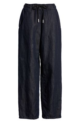 ASKK NY Lazy Jack Cotton & Linen Denim Drawstring Pants in Indigo Linen