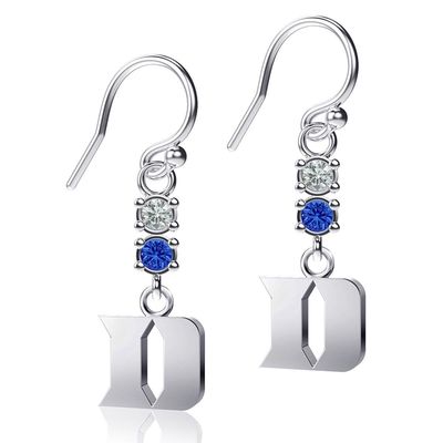 Women's Dayna Designs Duke Blue Devils Dangle Crystal Earrings in Silver