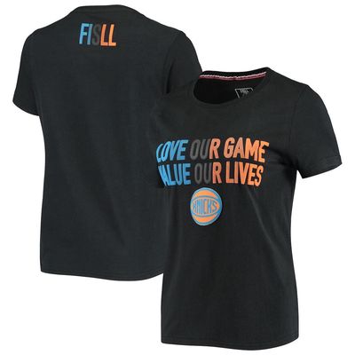 Women's FISLL Black New York Knicks Social Justice Team T-Shirt