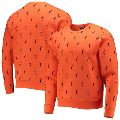 THE WILD COLLECTIVE Orange WNBA Logowoman All Over Logo Pullover Sweatshirt