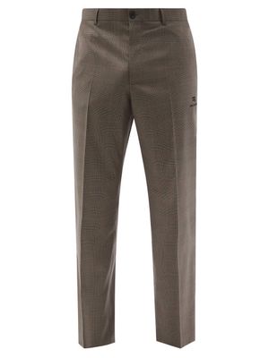 Balenciaga - Prince Of Wales-check Wool-twill Trousers - Mens - Dark Beige