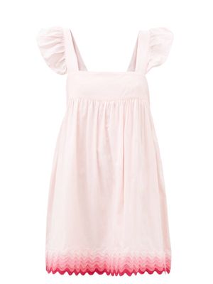 Juliet Dunn - Square-neck Rick Rack Trim Cotton Dress - Womens - Light Pink Multi