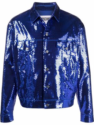 Moschino sequinned bomber jacket - Blue