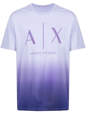 Armani Exchange logo-print oversized ombré T-shirt - Purple