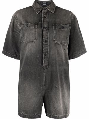 R13 denim washed playsuit - Grey